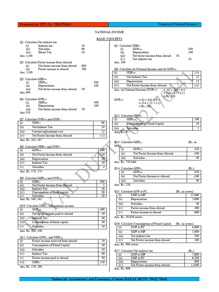 National Income Calculations Guide | PDF | Consumption Of Fixed Capital ...