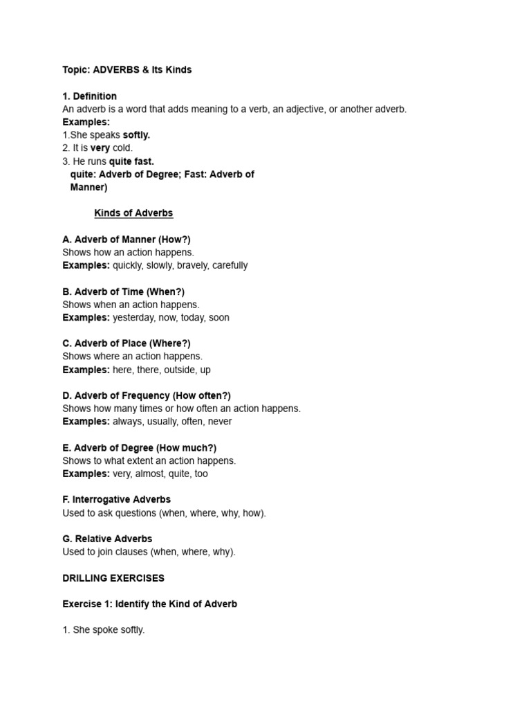 Understanding Adverbs and Their Types | PDF