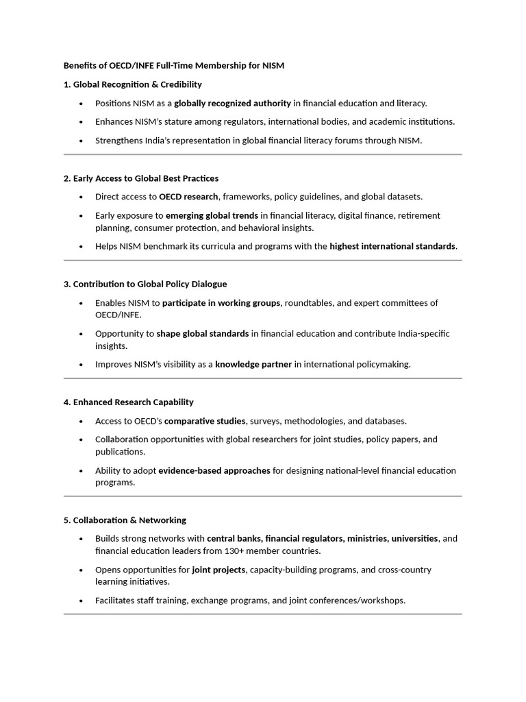 Benefits of OECD Infe | PDF | Capacity Building | Financial Literacy