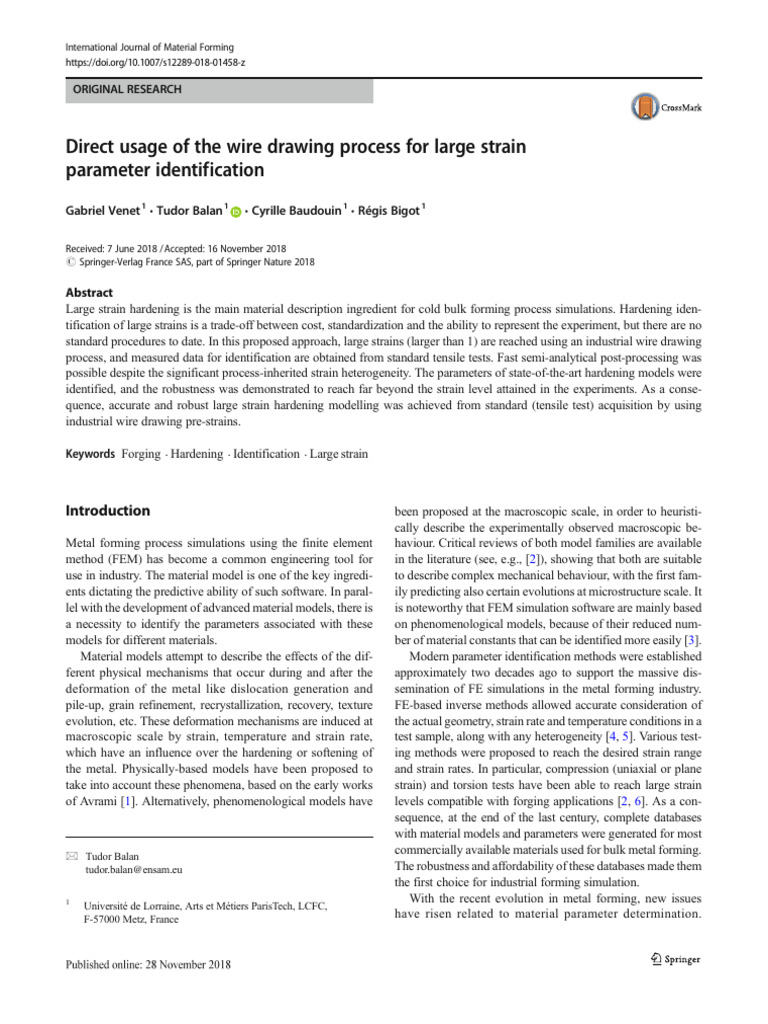 Large Strain Hardening via Wire Drawing | PDF | Deformation ...