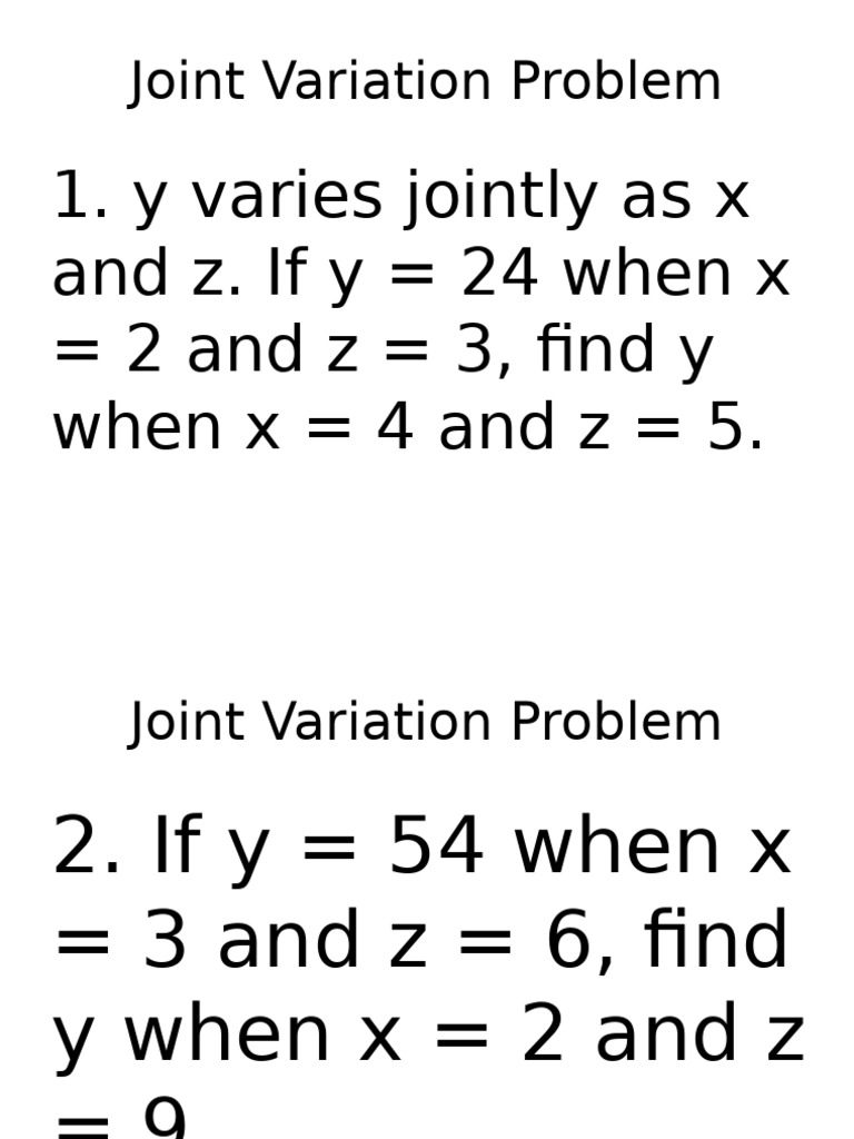 Joint Variation Activity | PDF