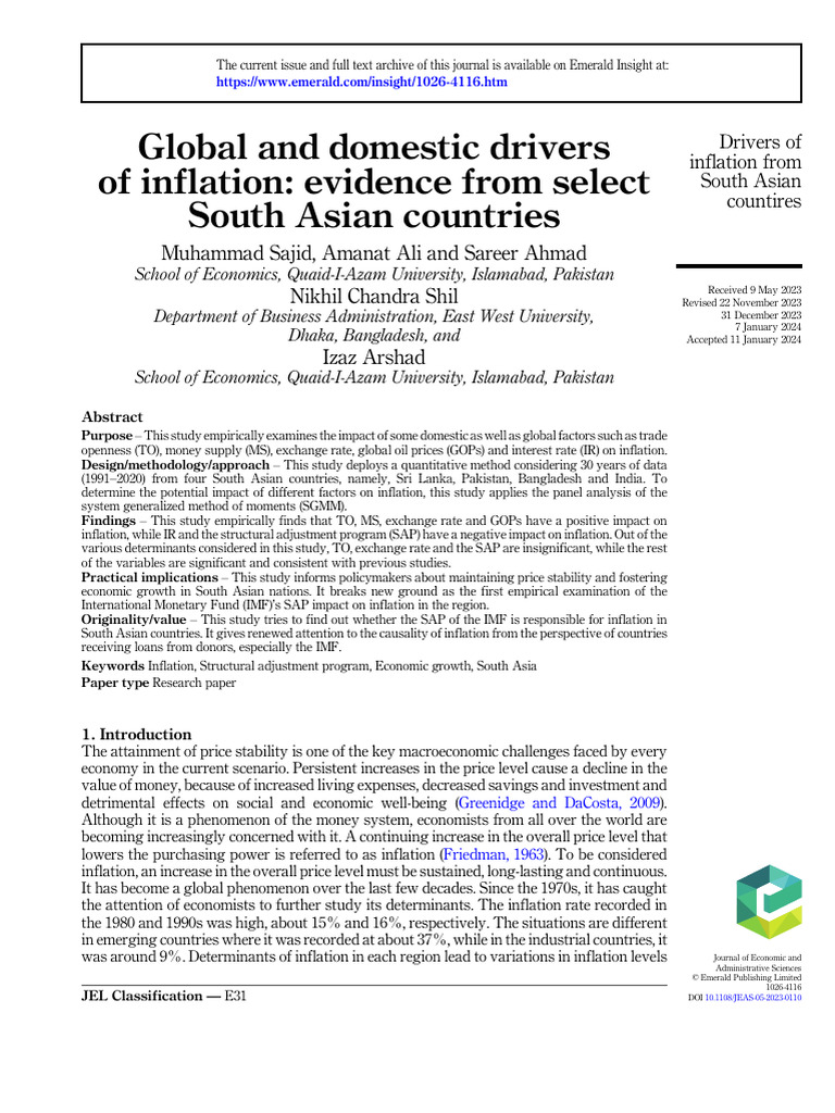 Global and Domestic Drivers | PDF | Inflation | Balance Of Payments