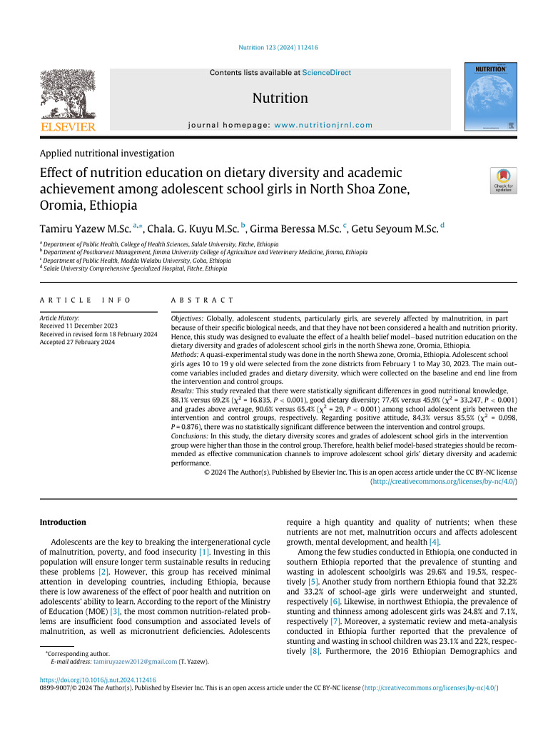 Nutrition Education Impact on Adolescent Girls | PDF | Determinants Of ...