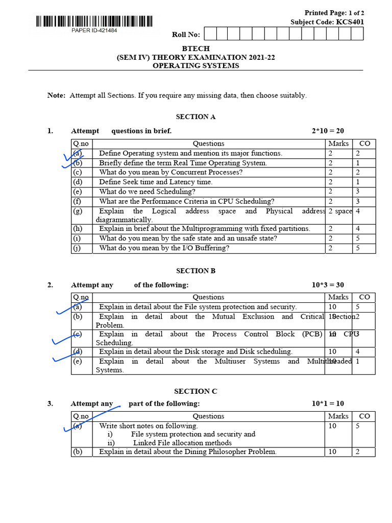 2021-22 - Compressed Os Pyq | PDF | Operating System | Scheduling ...
