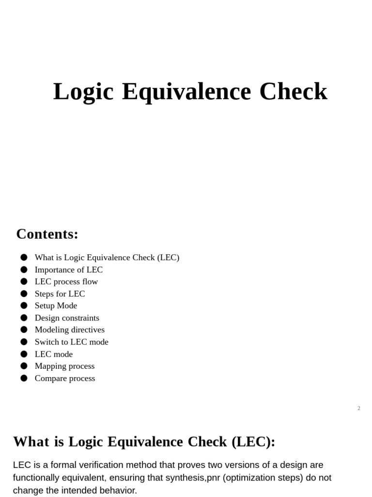 Logic Equivalence Check Process Guide | PDF | Electronics | Electronic ...