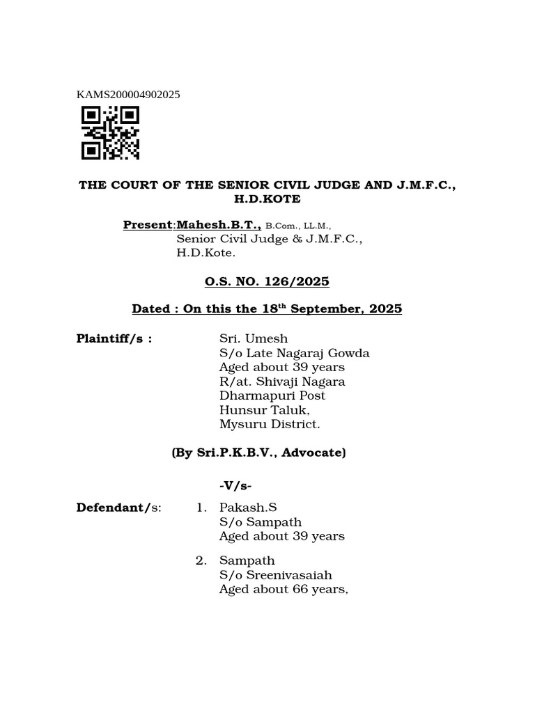 Specific Performance Suit Judgment 2025 | PDF | Lawsuit | Deed