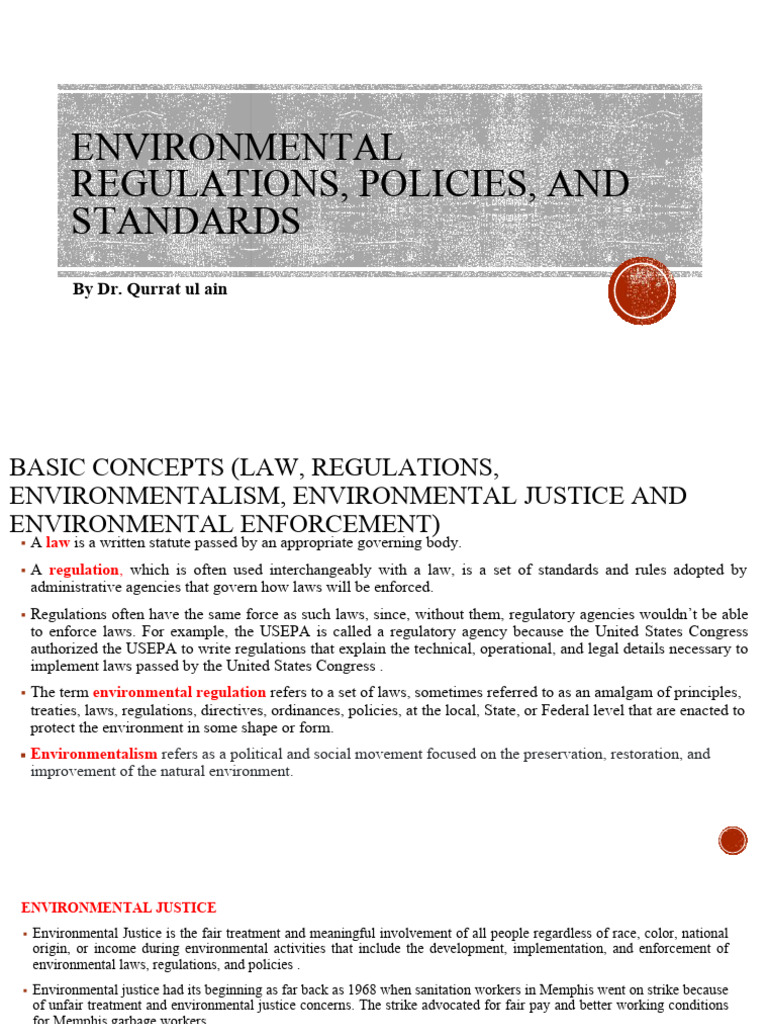 Environmental Regulations and Justice Overview | PDF | Environmental ...