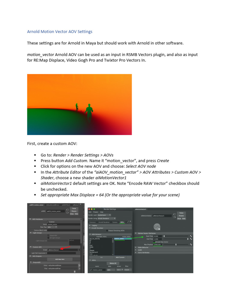 Arnold Motion Vector AOV Setup Guide | PDF