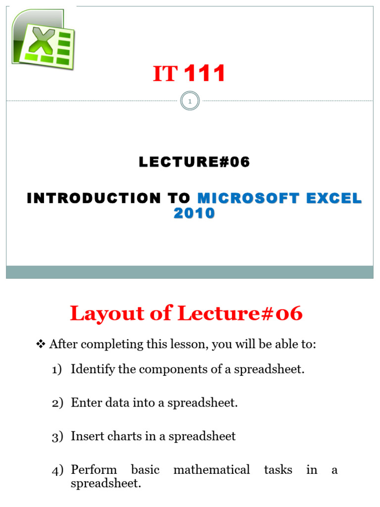 Excel 2010 Basics: Data Entry & Functions | PDF | Microsoft Excel ...