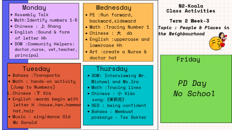 Term 2 Week 3 Class Activities Overview | PDF
