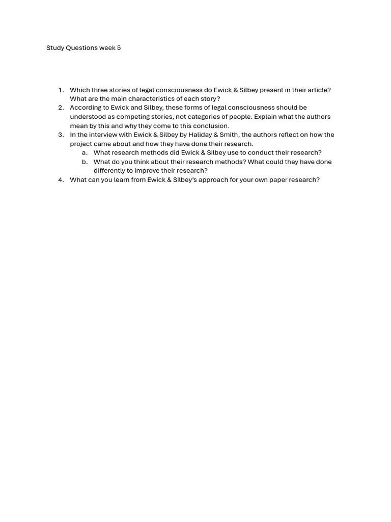 Study Questions - Week 5 | PDF
