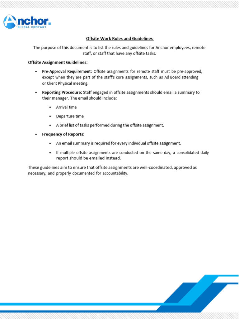 Offsite Work and CRC Assignment Rules and Guidelines D1 | PDF