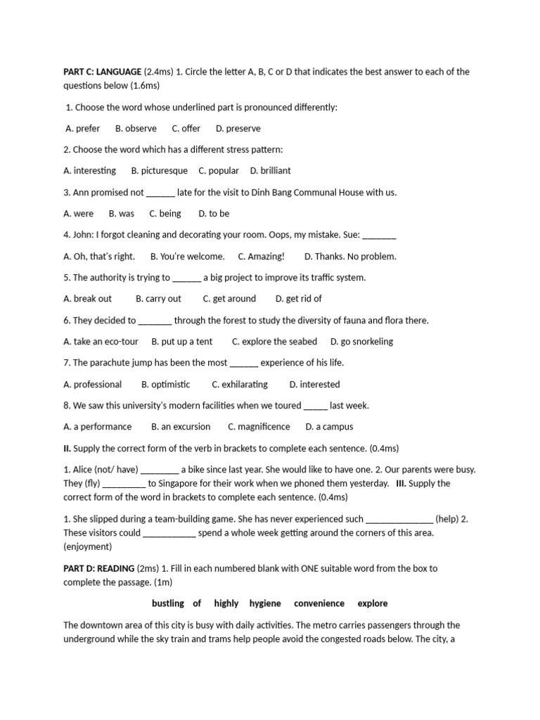Language Skills Practice Exercises | PDF
