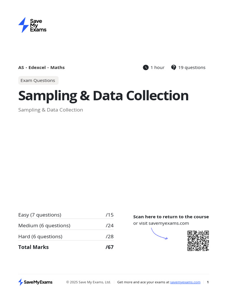 Exam Questions on Sampling & Data Collection | PDF | Sampling ...