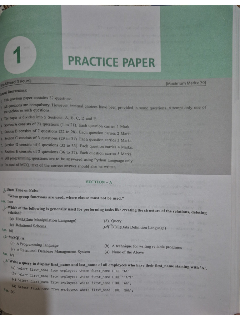 Pratice Paper 1 | PDF