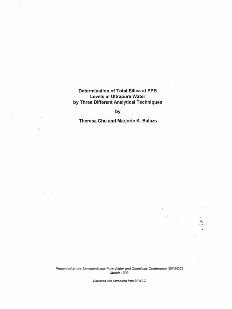 Pub0038 Total Silica PPB LVL in Upw 3 Techniques | PDF