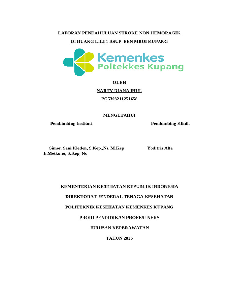 Stroke Non Hemoragik: Laporan Pendahuluan | PDF