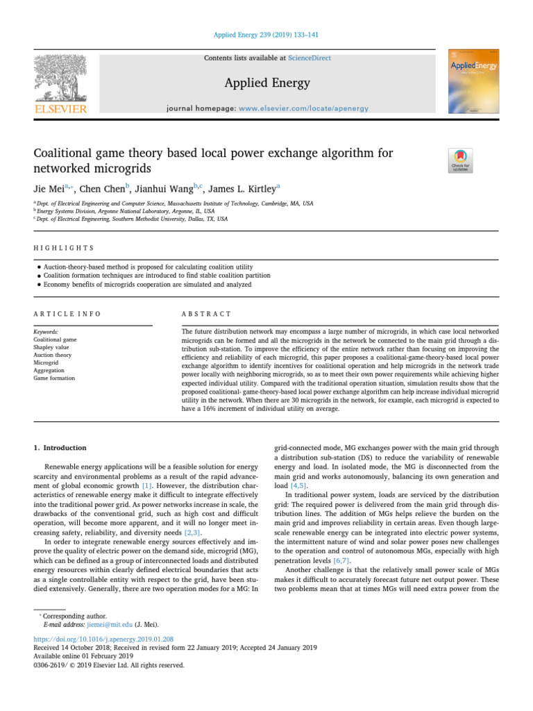 Coalitional Game Theory Based Local Power Exchange Algorithm For ...