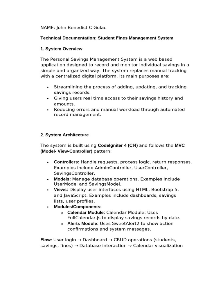 Student Fines Management System Guide | PDF | Databases | User (Computing)