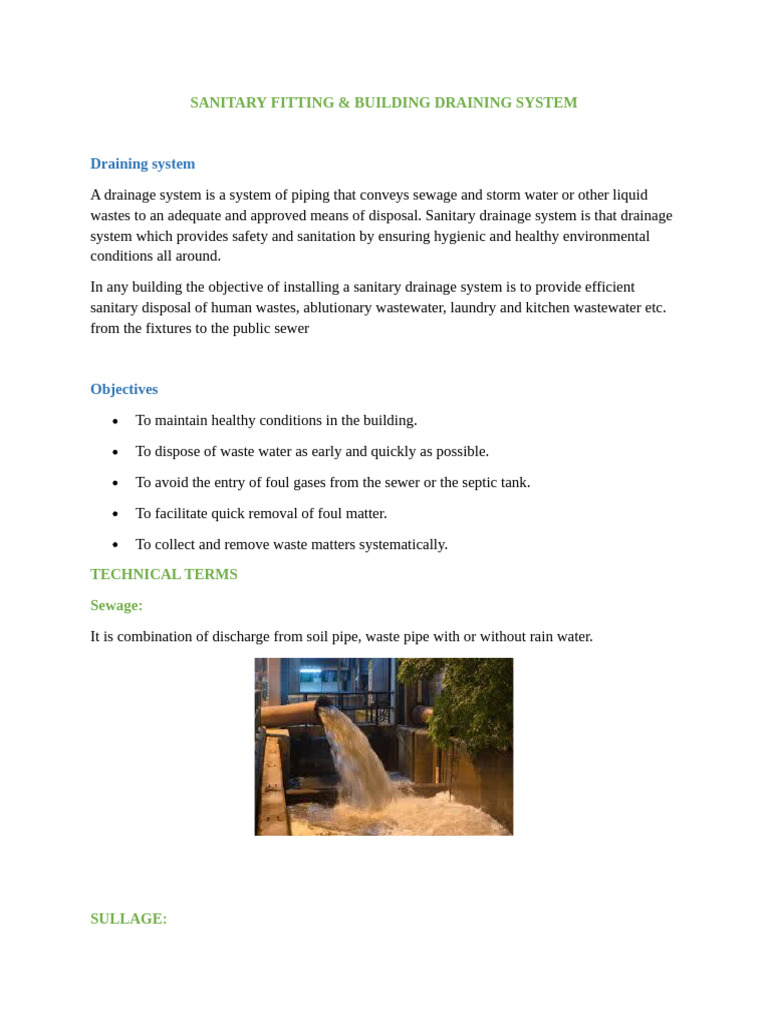 Sanitary Drainage System Overview | PDF | Sanitary Sewer | Sanitation