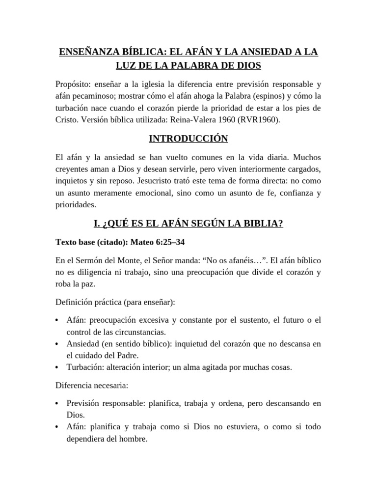 Afán y Ansiedad a la Luz de la Biblia | PDF | Cristo (título) | Biblia