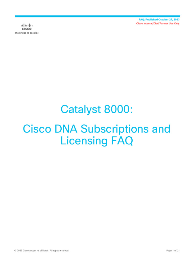 Cisco DNA Licensing FAQ for Catalyst 8000 | PDF | Subscription Business ...