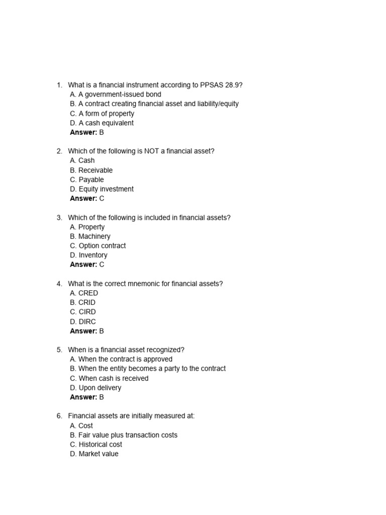 Financial Instruments and Assets Overview | PDF | Intangible Asset ...