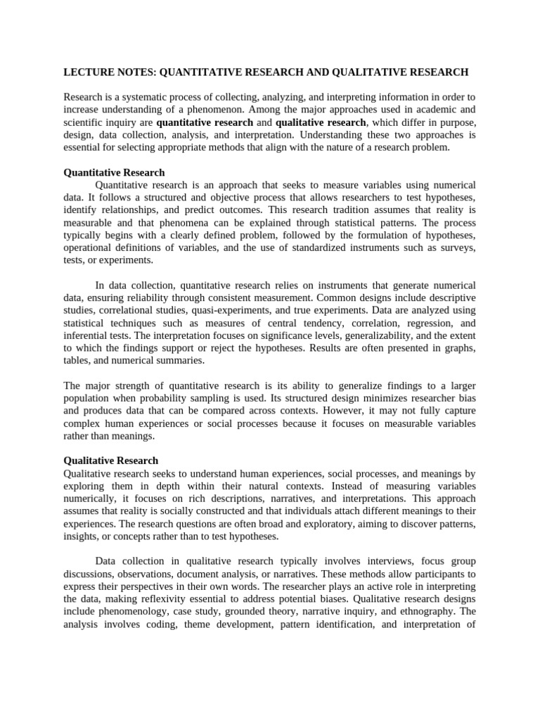 Quantitative vs. Qualitative Research Guide | PDF | Qualitative ...