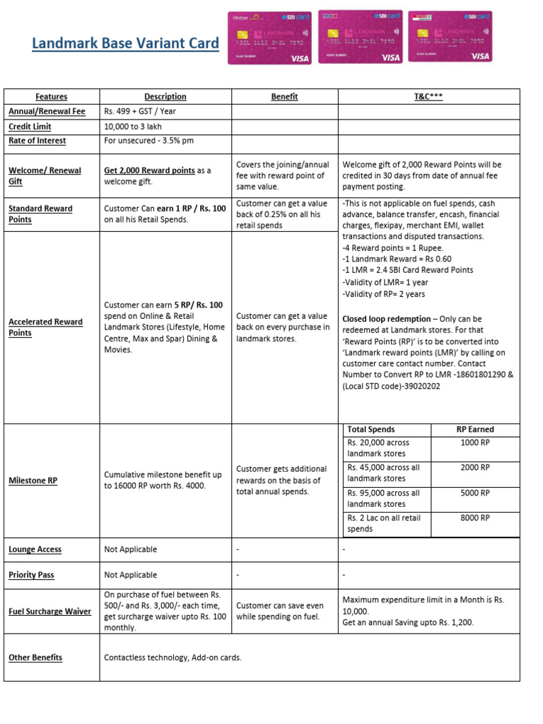 Landmark Base Card April 22 | PDF | Loyalty Program | Credit Card