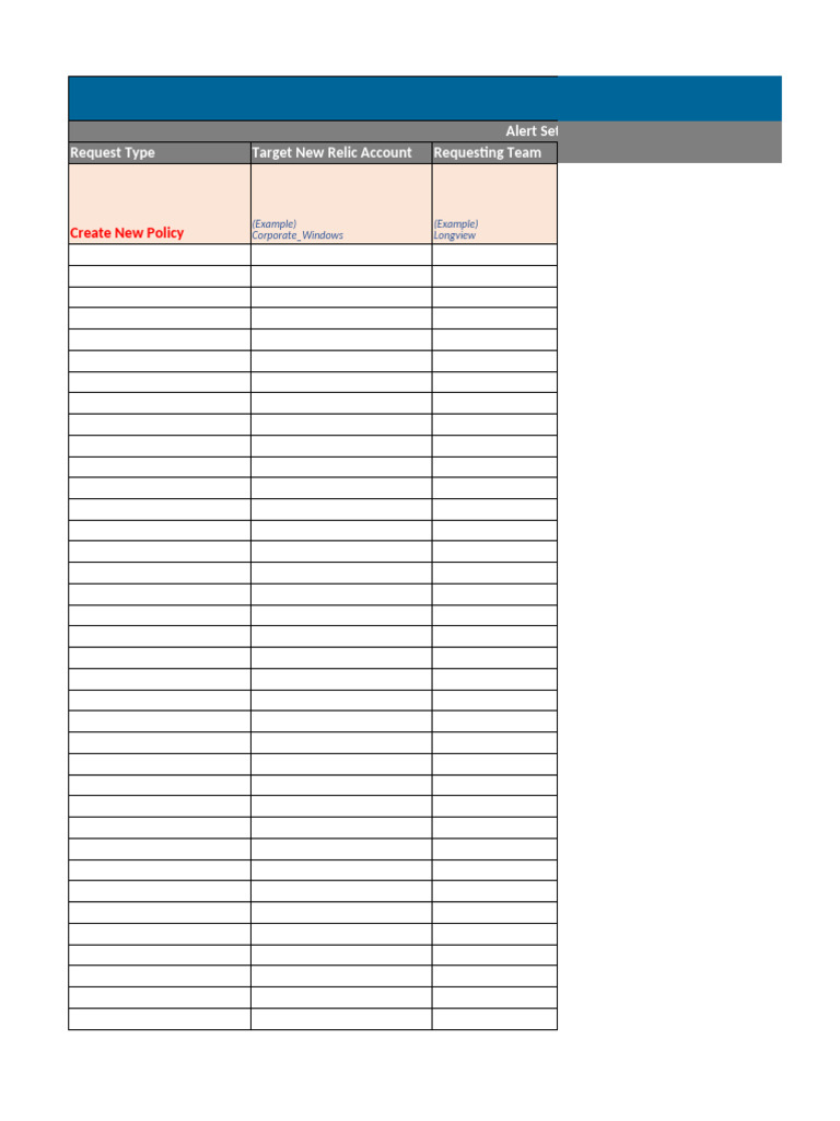 New Relic Alert Policy Worksheet | PDF