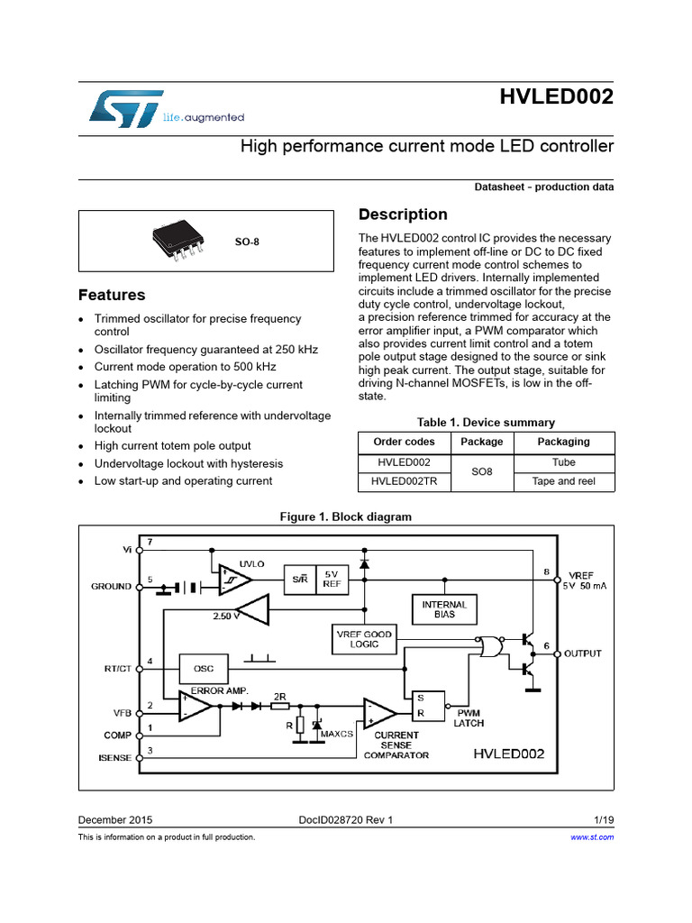 HVLED002 LED Controller Datasheet | PDF