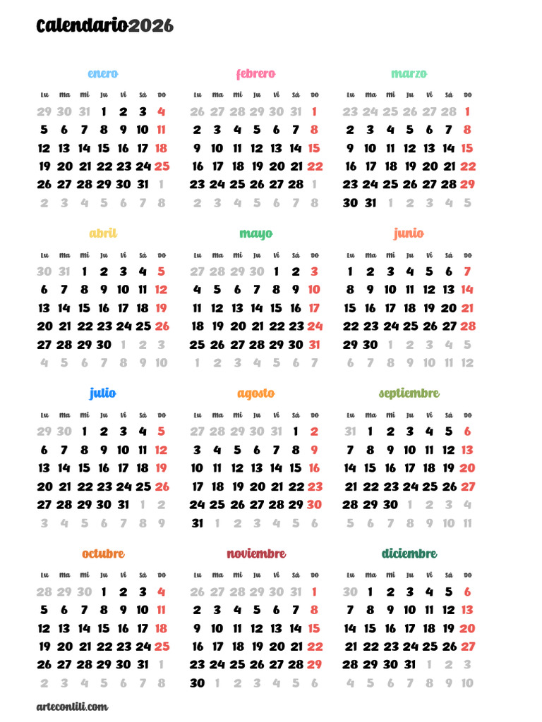 Calendario 2026 y 2027 en PDF | PDF