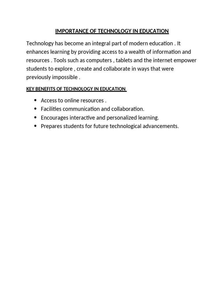 Importance of Technology in Education | PDF