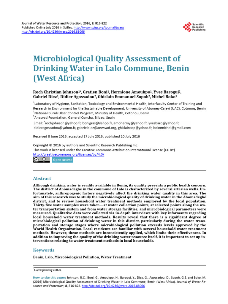Microbiological Quality of Lalo Water | PDF | Drinking Water | Water