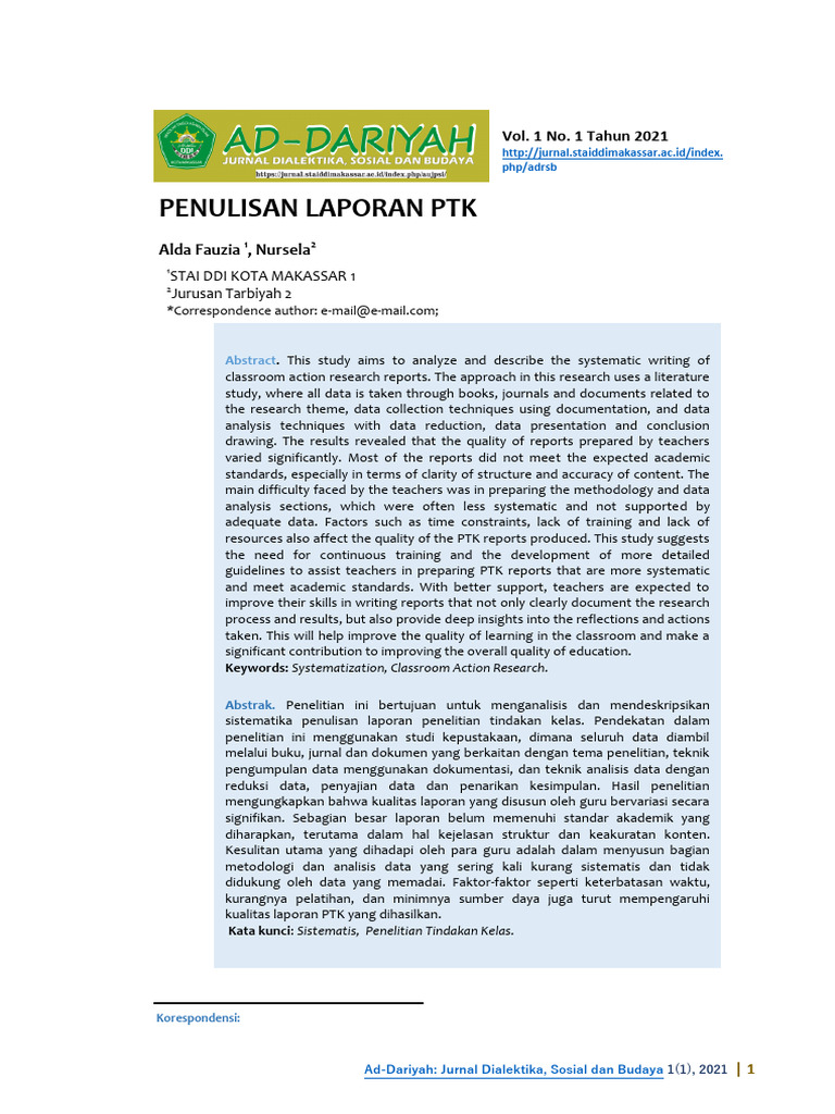 Sistematisasi Laporan PTK untuk Guru | PDF