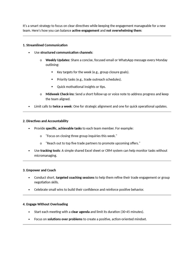 Team Engagement Strategies for Success | PDF | Goal Setting