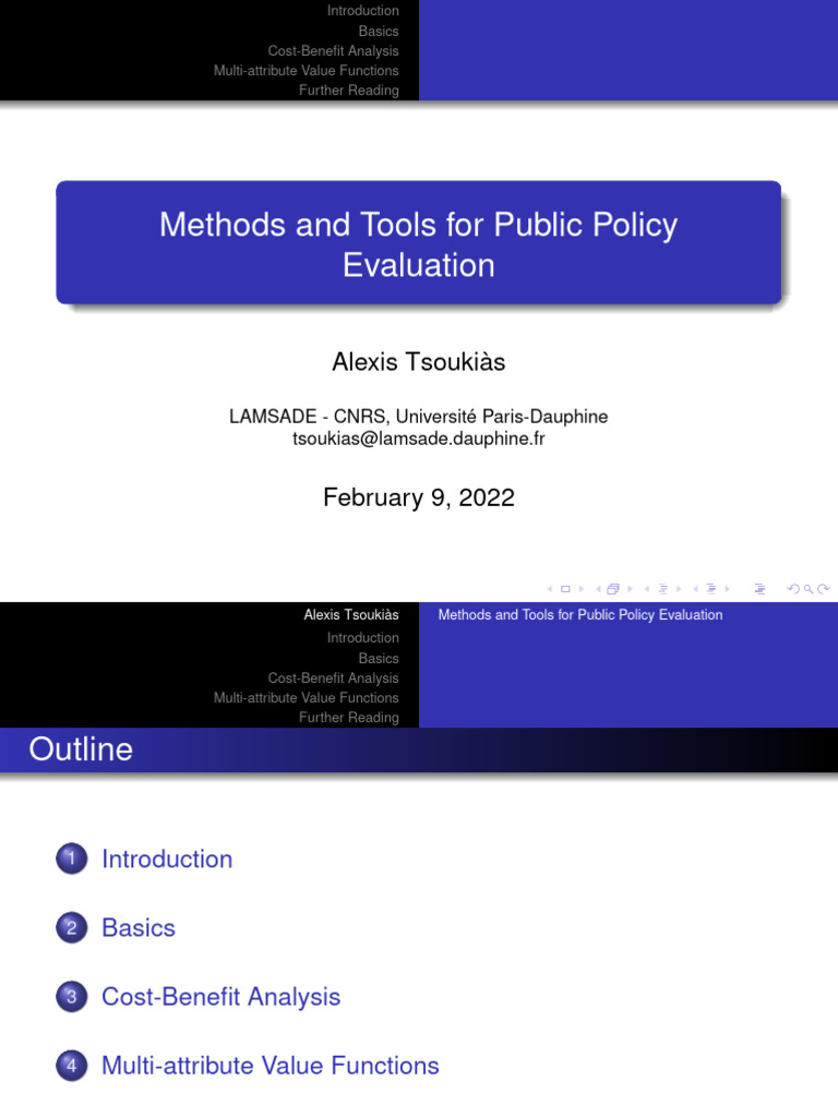 Public Policy Evaluation Methods Guide | PDF | Decision Making | Cost ...