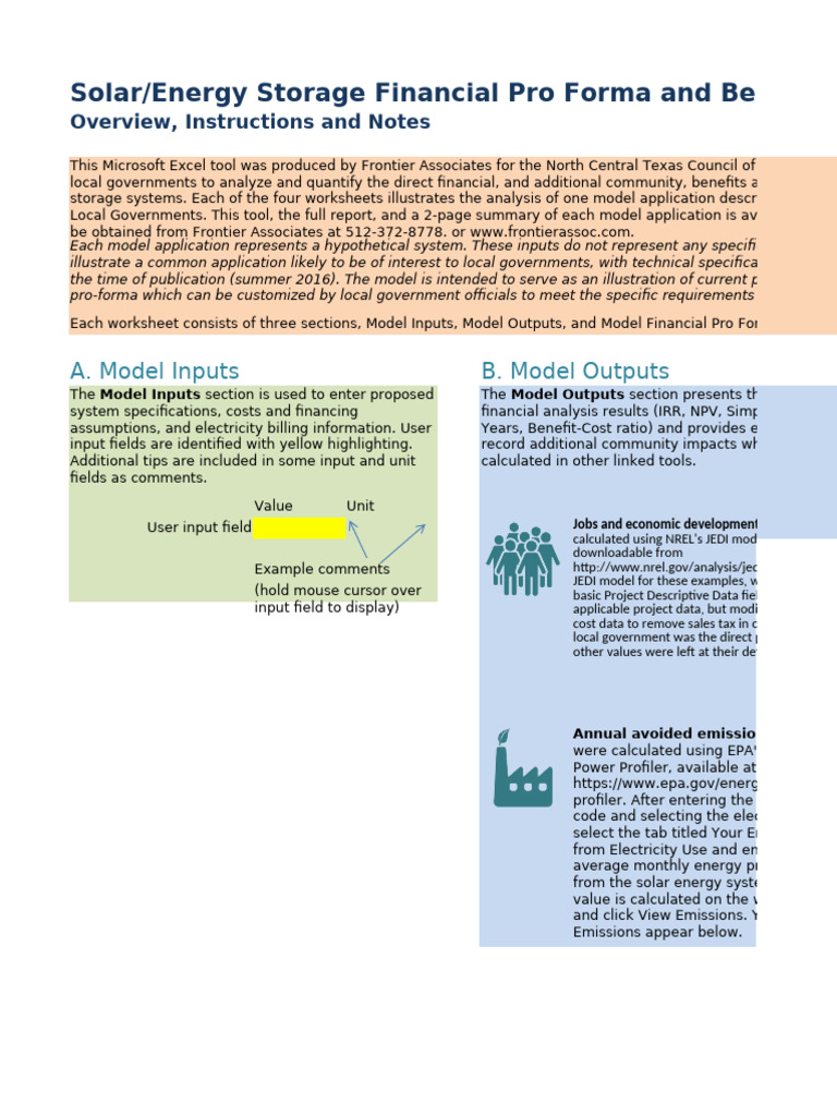 Solar Energy Storage Financial Pro Forma | PDF | Net Present Value ...