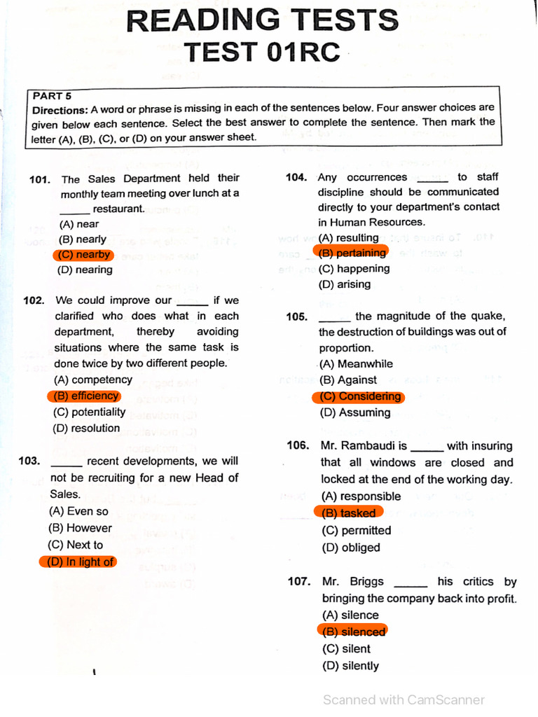 Part5 TEST1 Da | PDF