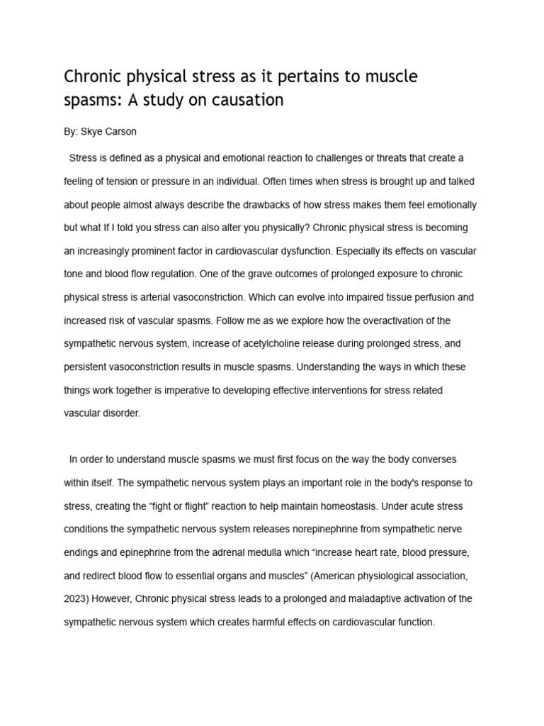 Chronic Physical Stress As It Pertains To Muscle Spasms - A Study On ...