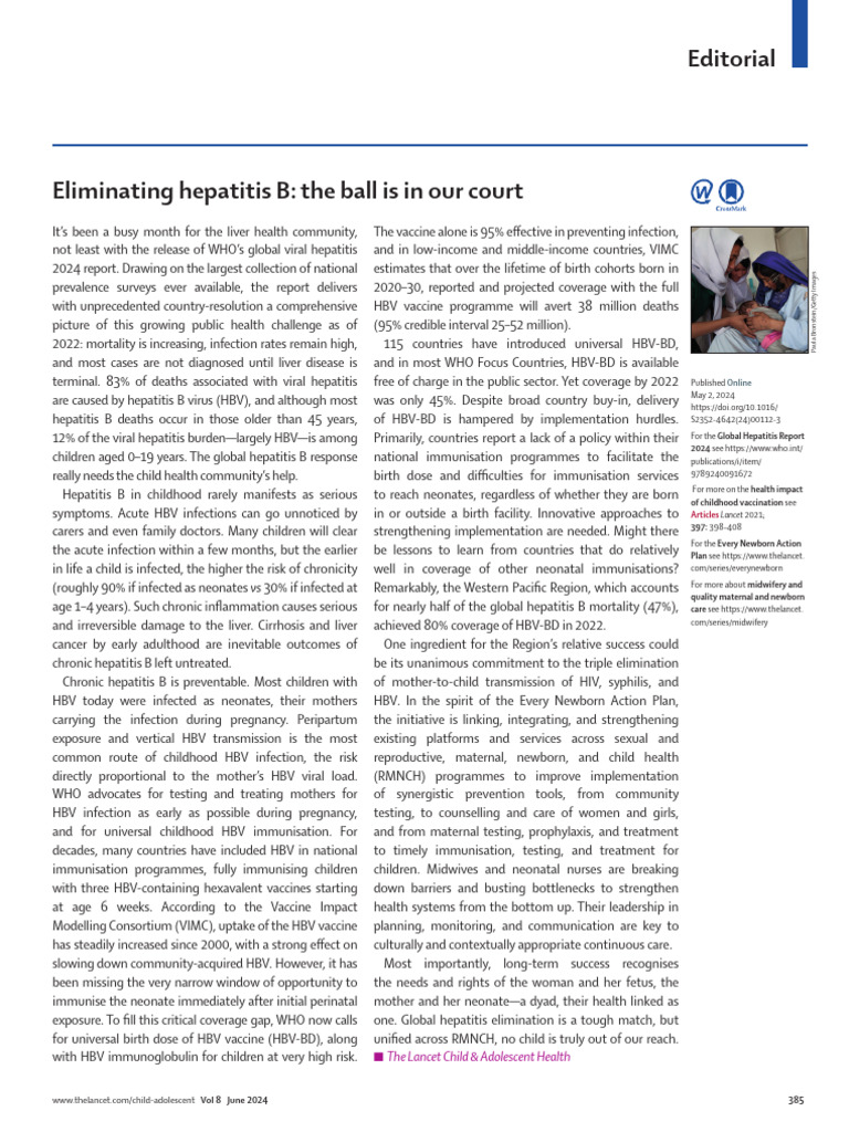 Eliminating Hepatitis B The Ball Is in Our Court | PDF | Hepatitis B ...