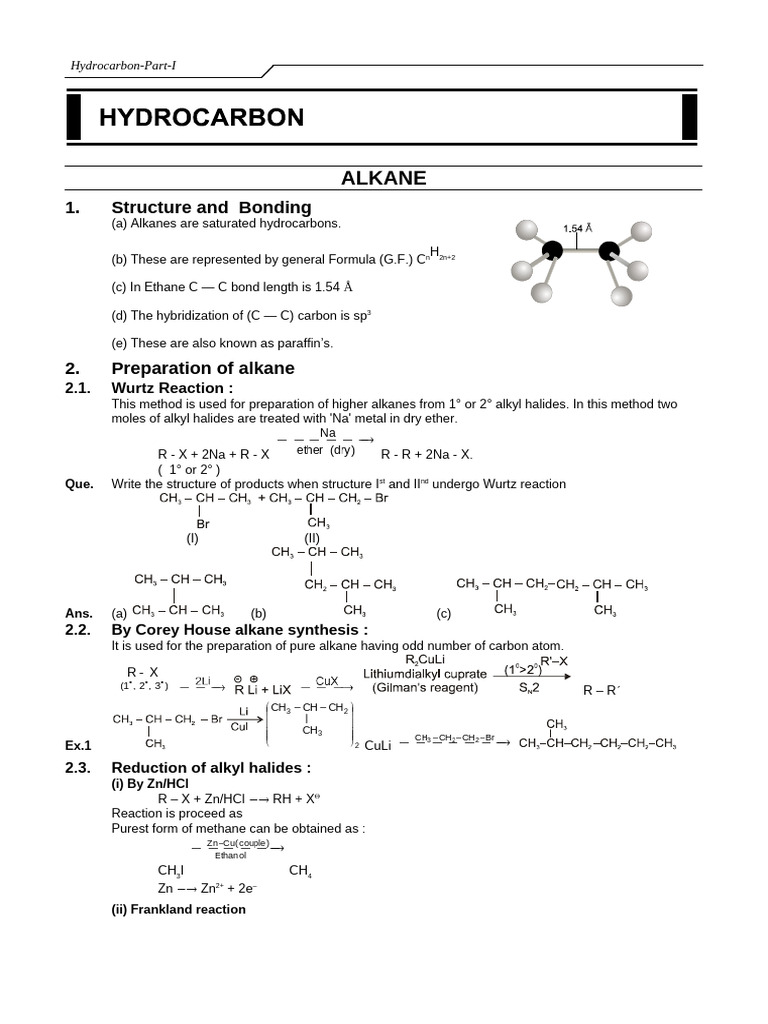 Hydrocarbon-I Chemistry Best Chapter of Class 12 | PDF | Alkene | Alkane