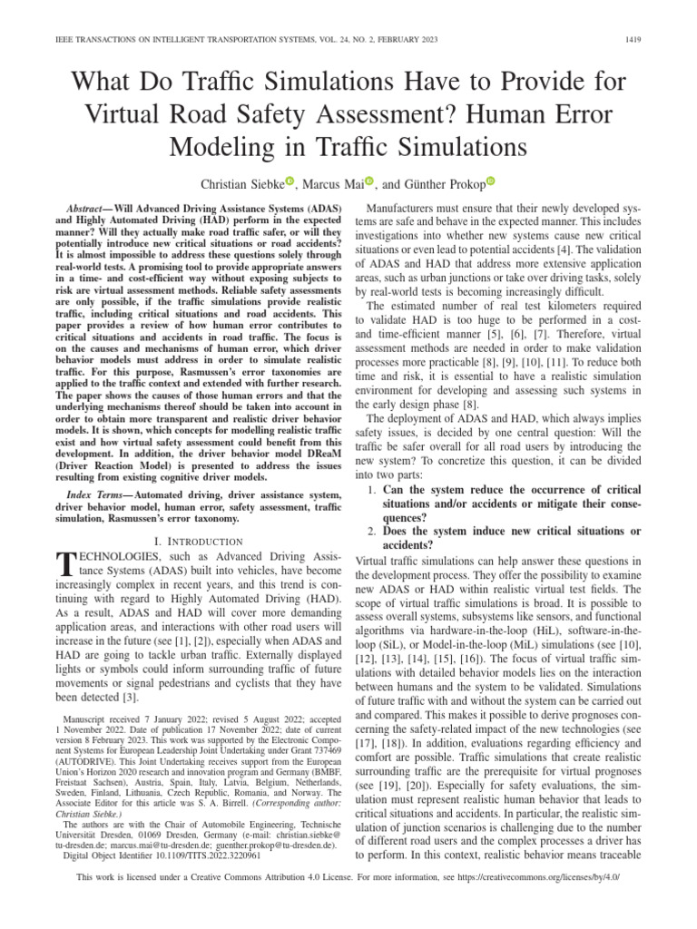 What Do Traffic Simulations Have To Provide For Virtual Road Safety ...