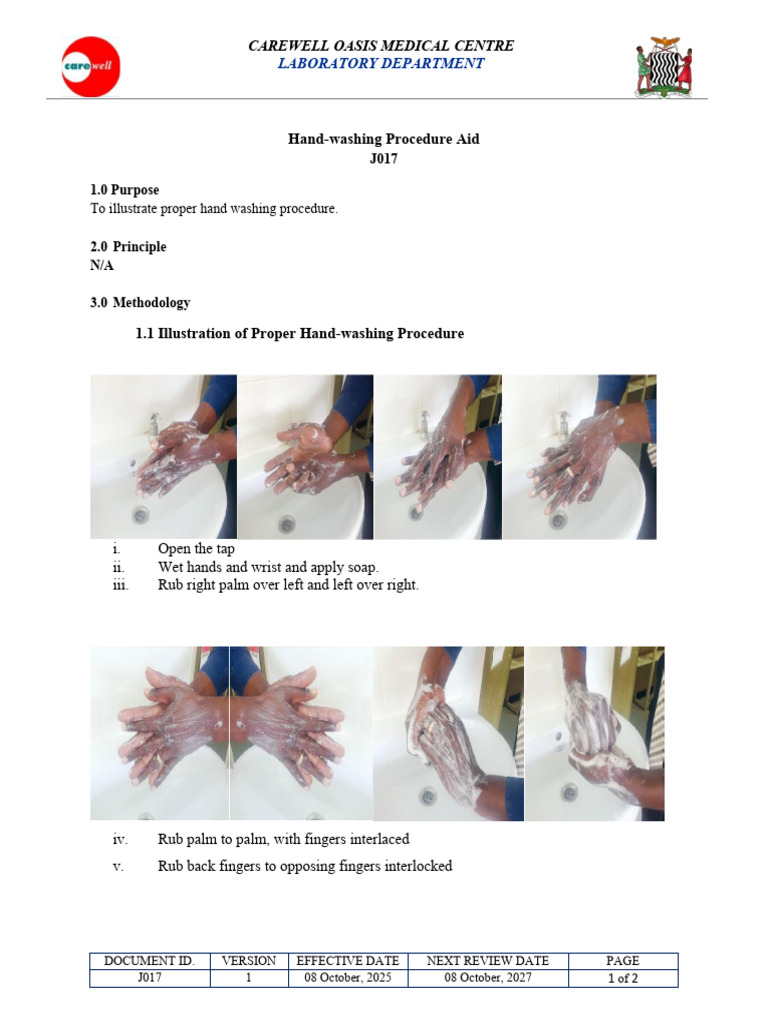 J017 Hand-Washing Procedure Aid | PDF