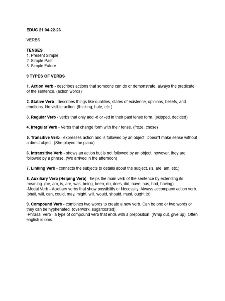 Understanding English Verbs and Tenses | PDF