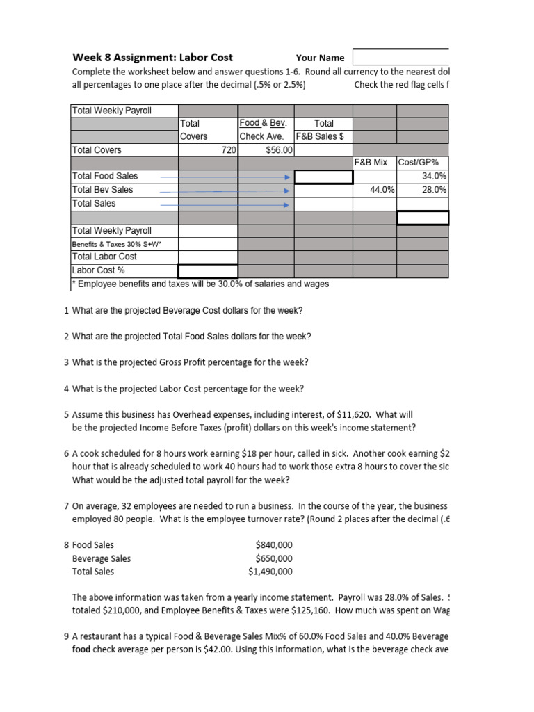 Labor Cost Analysis Worksheet | PDF | Payroll | Employment
