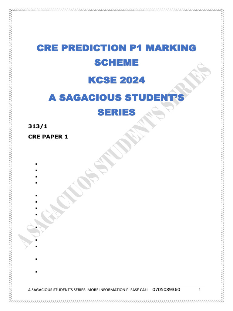 KCSE 2024 CRE Paper 1 Prediction Guide | PDF | Elijah | Moses