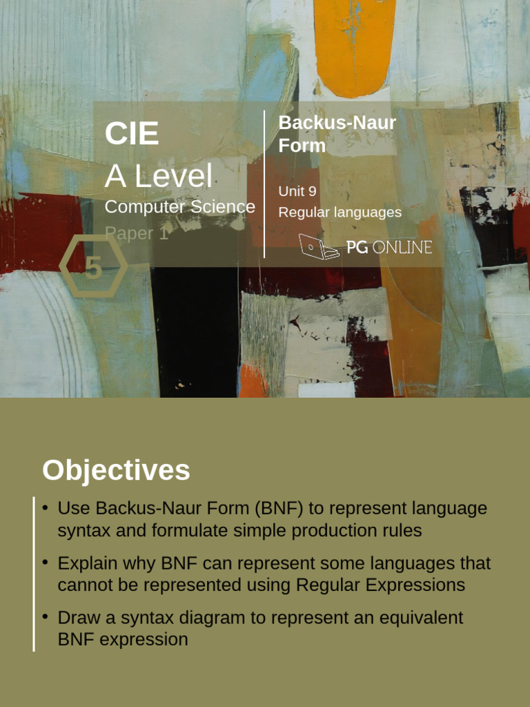 Regular Languages T5 Backus-Naur Form CIE | PDF | Syntax | Grammar