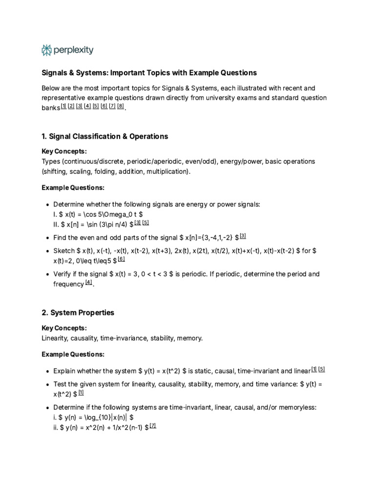 Signals & Systems Exam Topics Guide | PDF