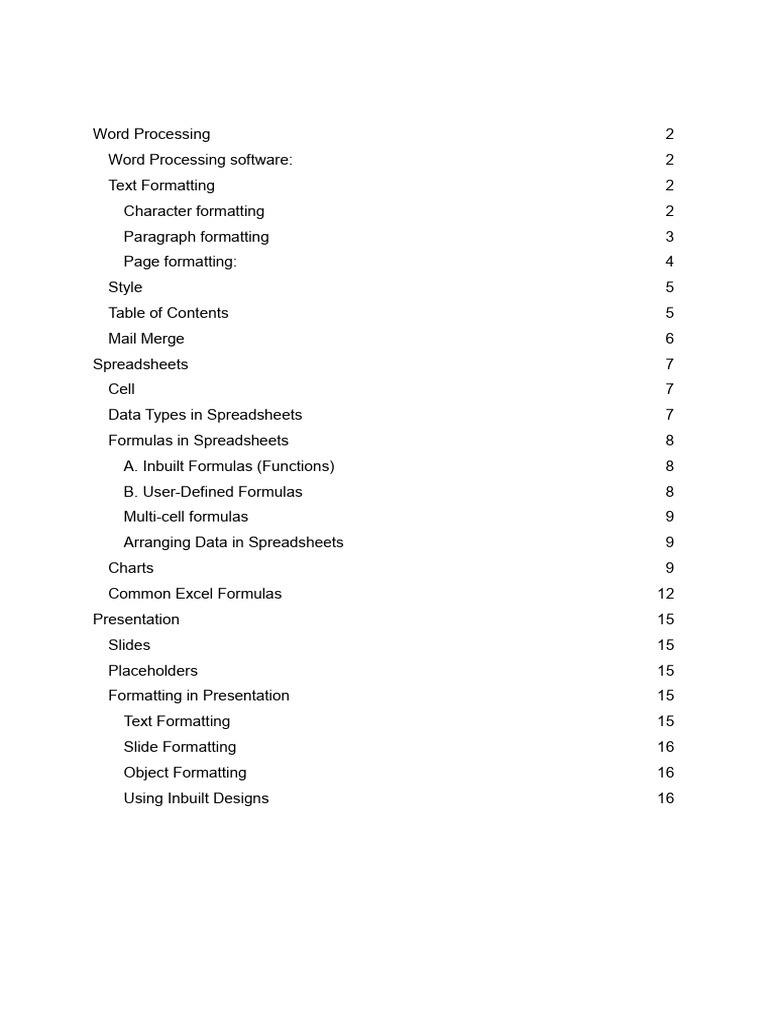 Word Processing and Spreadsheet Basics | PDF | Circle | Spreadsheet